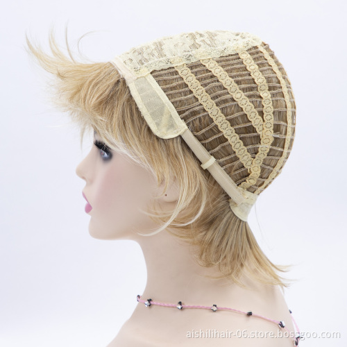 Wholesale vendors blonde Short Straight natural wig Synthetic hair Wigs for Women